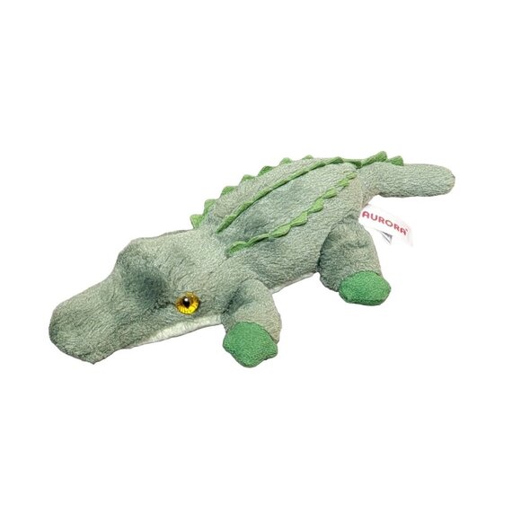 Aurora Green Alligator Yellow Eyes Plush Stuffed Animal Toy 10" - Picture 1 of 9
